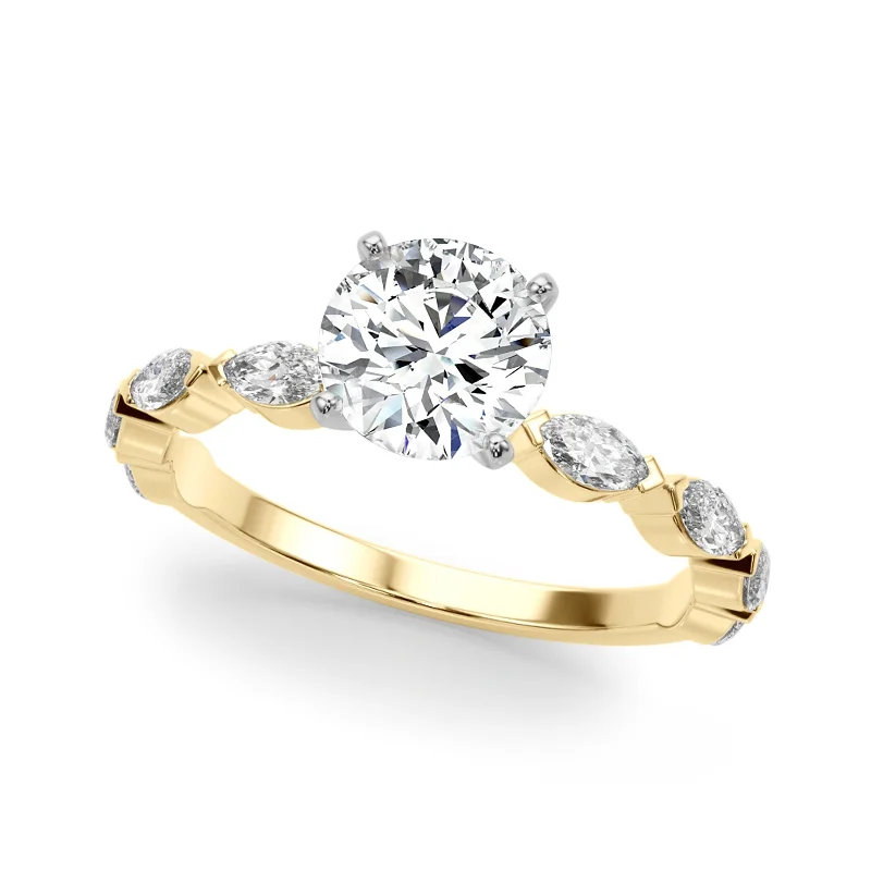 Ladies yellow gold engagement rings-Auriya 14k Yellow Gold Lab Grown Round Diamond Engagement Ring 0.50 to 5.00 ct. tw. (F-G VS)