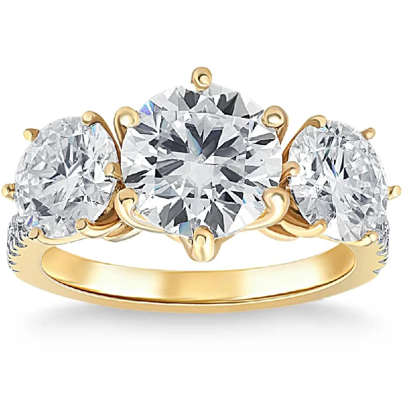 Ladies unique engagement rings-6 1/4 Ct Three Stone Diamond Engagement Ring Lab Grown White Yellow Rose Gold