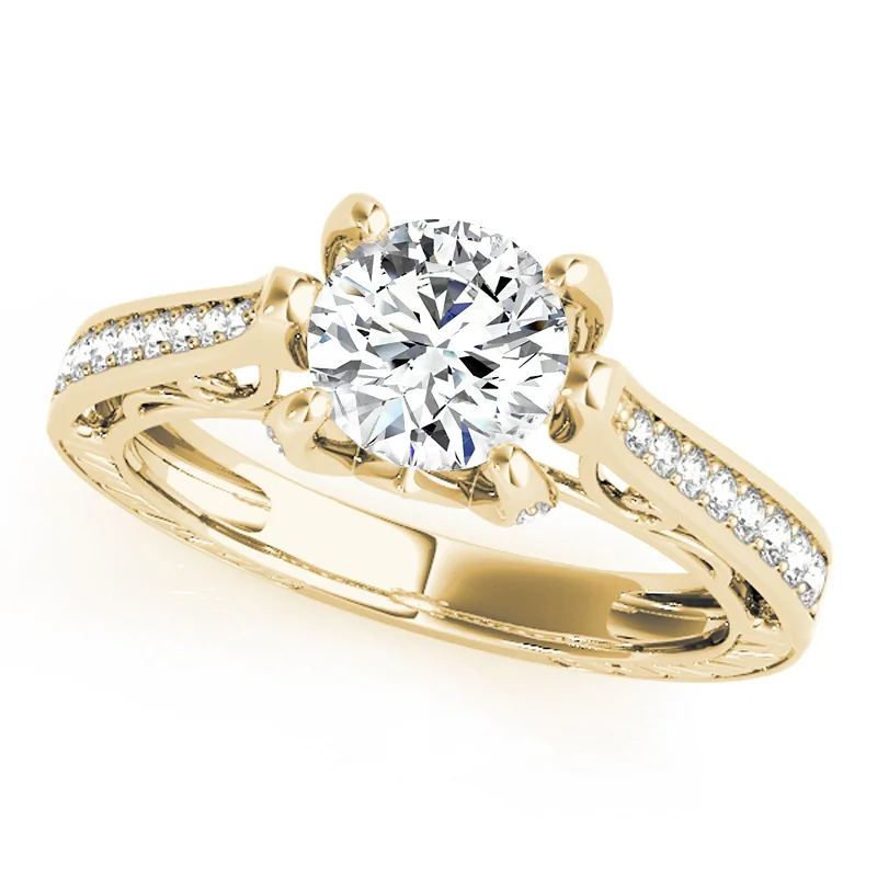 Ladies wedding band and engagement ring sets-Auriya 14k Yellow Gold Lab Grown Round Diamond Engagement Ring 0.50 to 5.00 ct. tw. (F-G VS)