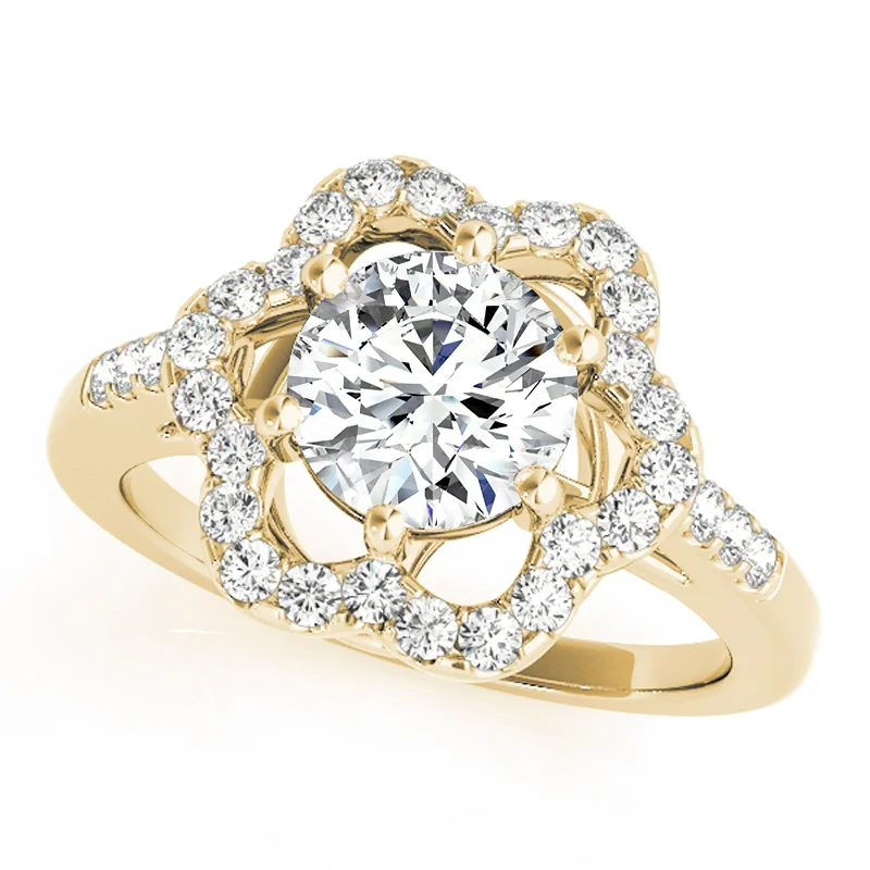 Ladies radiant cut engagement rings-Auriya 14k Yellow Gold Lab Grown Round Diamond Halo Engagement Ring 0.50 to 5.00 ct. tw. (F-G VS)