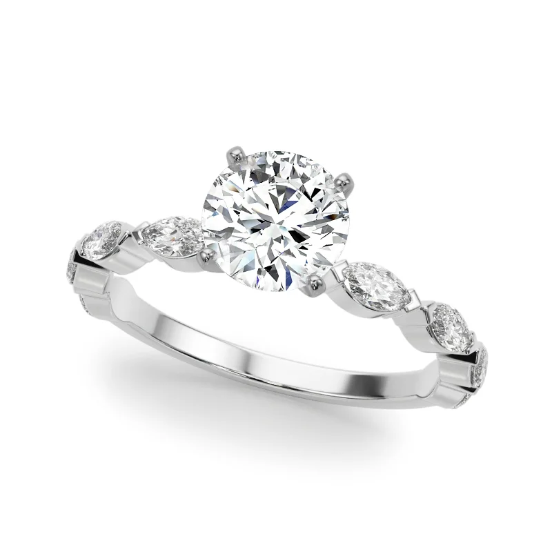 Ladies lab-created diamond engagement rings-Auriya 14k White Gold Lab Grown Round Diamond Engagement Ring 0.50 to 5.00 ct. tw. (F-G VS)