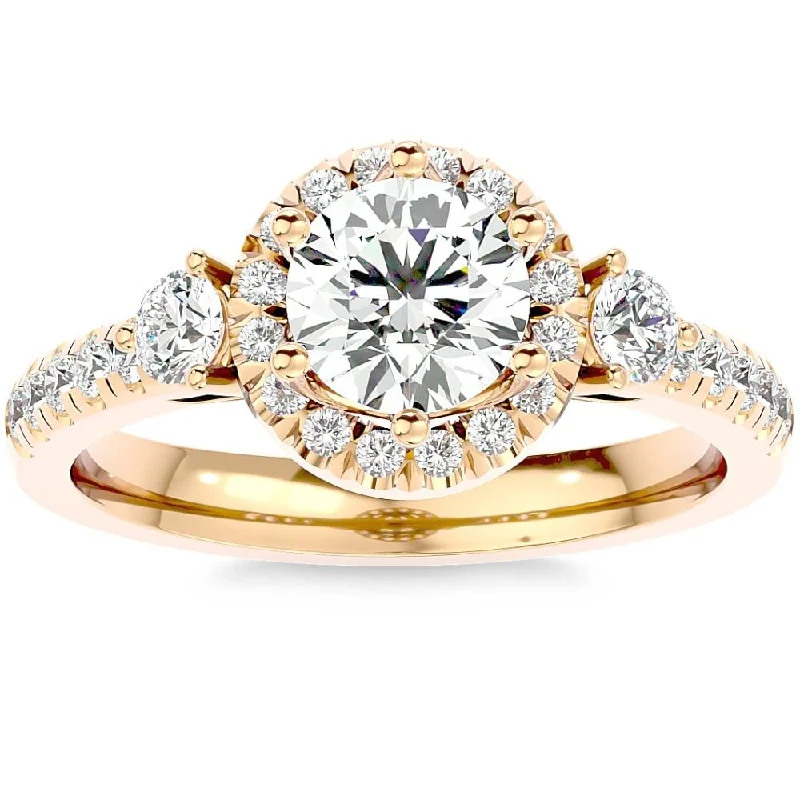 Ladies custom gold engagement rings-1 1/2Ct Moissanite & Diamond Engagement Ring in White, Yellow, or Rose Gold