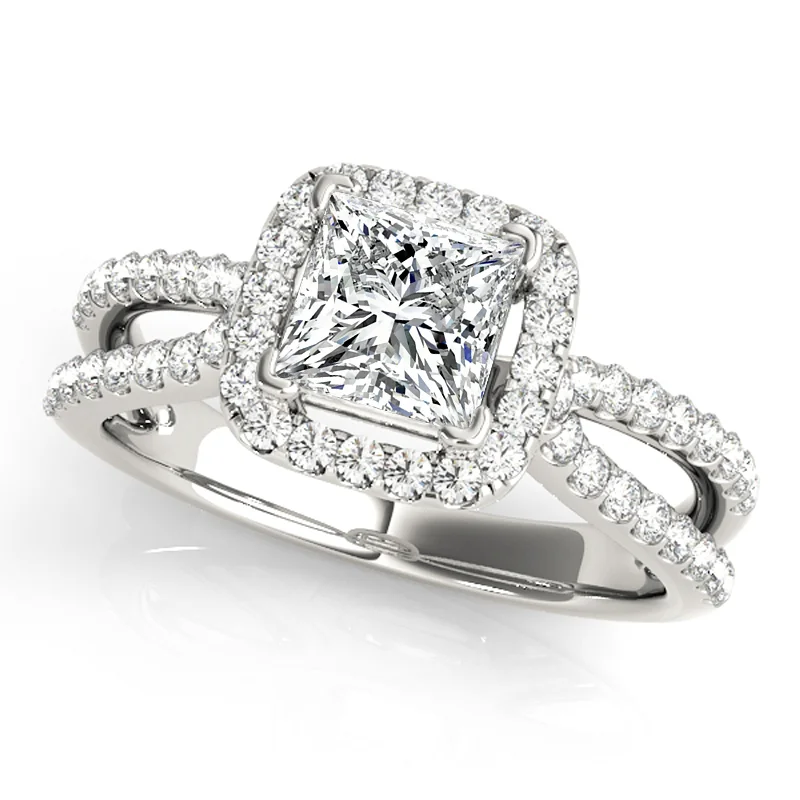 Ladies white gold solitaire engagement rings-Auriya 14k White Gold Lab Grown Princess Diamond Halo Engagement Ring 0.50 to 5.00 ct. tw. (F-G VS)