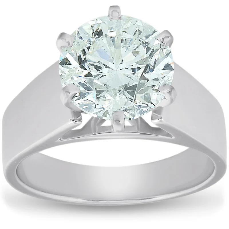 Ladies simple engagement rings-3Ct Diamond Solitaire Engagement Ring 14k White Gold Lab Grown