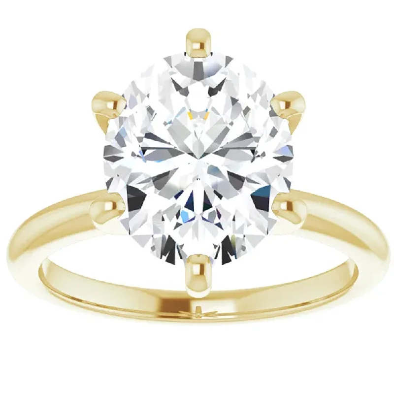 Ladies platinum and diamond engagement rings-3 Ct Oval Moissanite Solitaire Engagement Ring 14k Yellow Gold