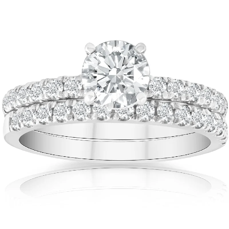 Ladies princess-cut solitaire engagement rings-1 3/4 Ct Diamond Engagement Wedding Set 14k White Gold