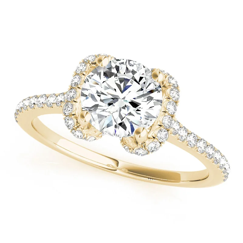 Ladies pear-shaped engagement rings-Auriya 14k Yellow Gold Lab Grown Round Diamond Halo Engagement Ring 0.50 to 5.00 ct. tw. (F-G VS)