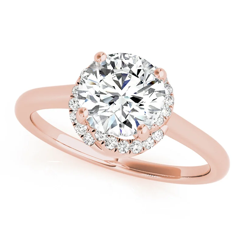 Ladies oval engagement rings-Auriya 14k Rose Gold Lab Grown Round Diamond Halo Engagement Ring 0.50 to 5.00 ct. tw. (F-G VS)