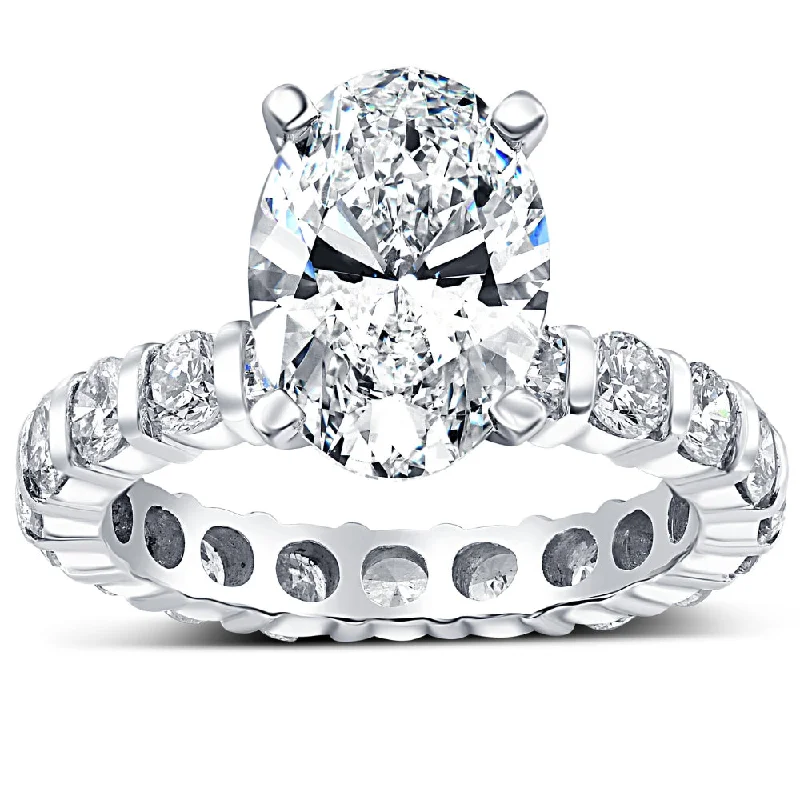 Ladies art deco engagement rings-5 Ct TW Oval Diamond Eternity Engagement Ring 14k White Gold Lab Grown