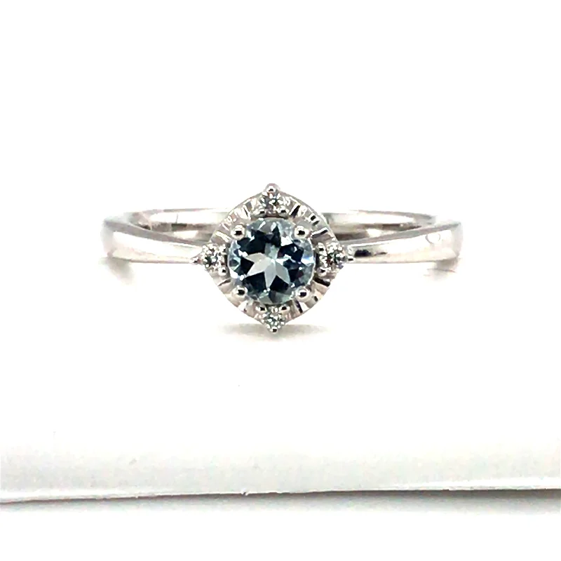 Ladies wide band rings-Sterling Silver Aquamarine Ring