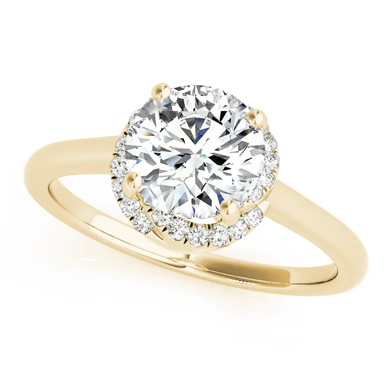 Ladies luxury solitaire engagement rings-Auriya 14k Yellow Gold Lab Grown Round Diamond Halo Engagement Ring 0.50 to 5.00 ct. tw. (F-G VS)