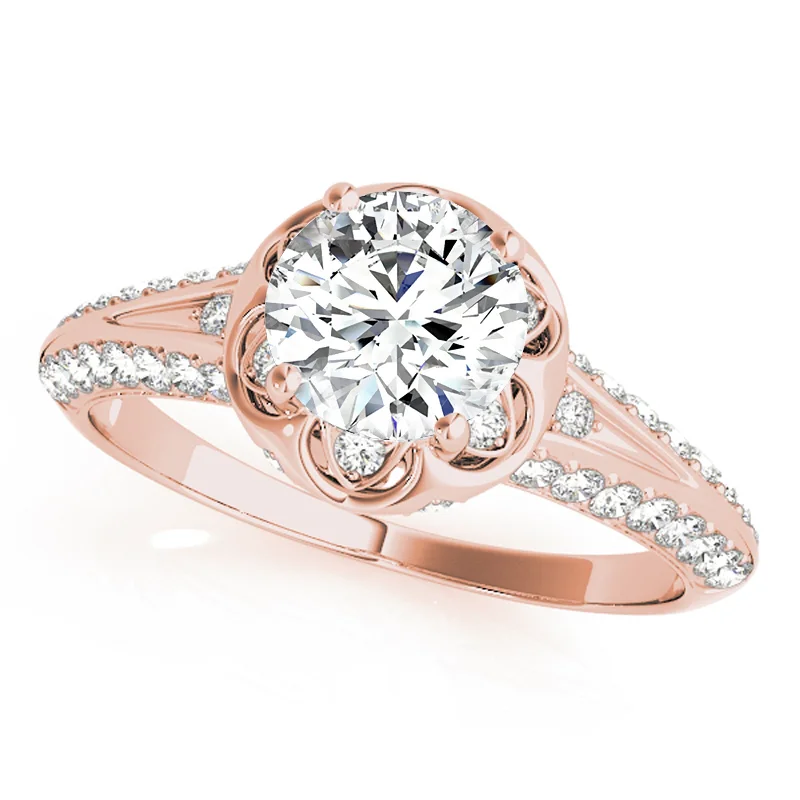 Ladies aquamarine engagement rings-Auriya 14k Rose Gold Lab Grown Round Diamond Halo Engagement Ring 0.50 to 5.00 ct. tw. (F-G VS)