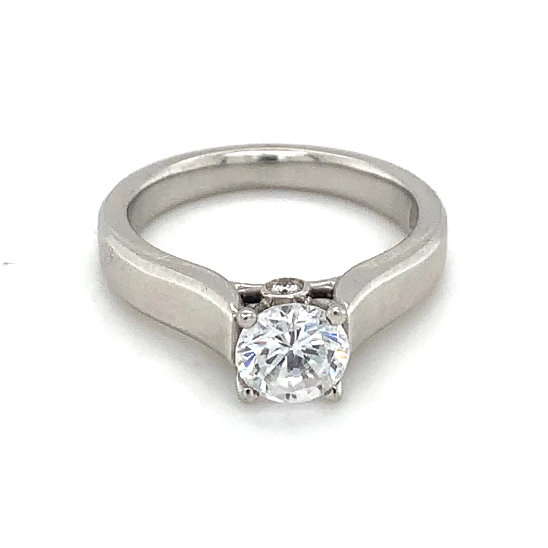 Ladies gemstone cluster rings-Platinum Solitaire Sesmi Mount Ring