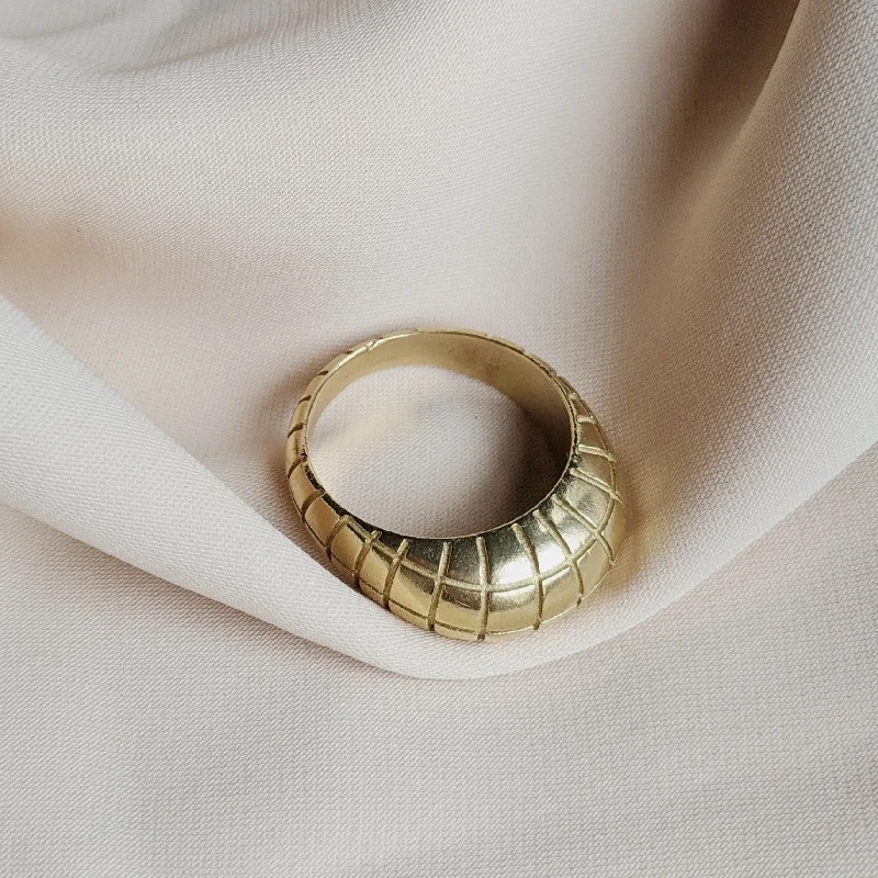 Ladies gold rings-Grid Bubble Ring