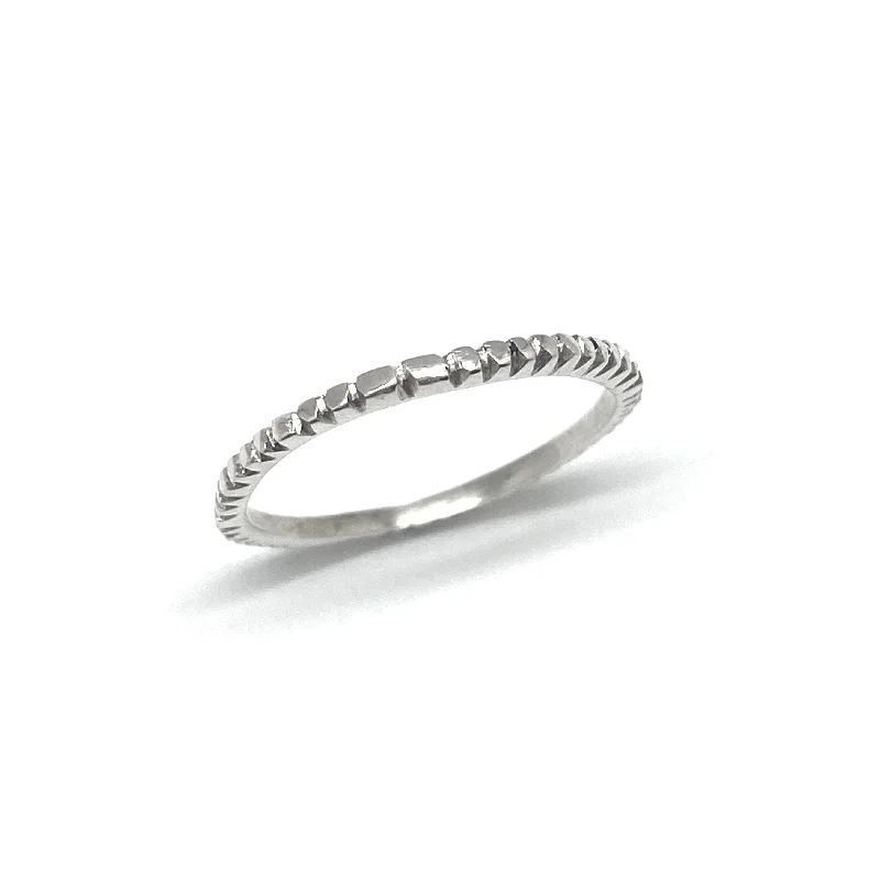 Ladies vintage rings-Small Textured Silver Ring