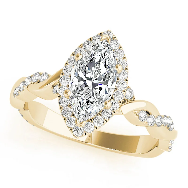 Ladies platinum engagement rings-Auriya 14k Yellow Gold Lab Grown Marquise Diamond Halo Engagement Ring 0.50 to 5.00 ct. tw. (F-G VS)