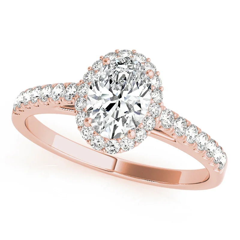 Ladies channel set engagement rings-Auriya 14k Rose Gold Lab Grown Oval Diamond Halo Engagement Ring 0.50 to 5.00 ct. tw. (F-G VS)