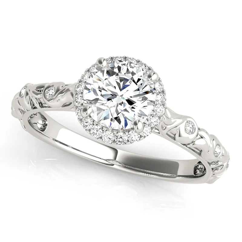 Ladies custom-designed engagement rings-Auriya Vintage-Style 14k White Gold Round Lab Grown Diamond Halo Engagement Ring (0.5 to 5 ct. tw., F-G VS)