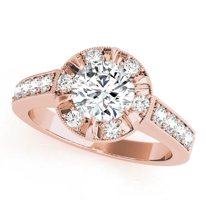 Ladies sapphire and diamond engagement rings-Auriya 14k Rose Gold Lab Grown Round Diamond Halo Engagement Ring 0.50 to 5.00 ct. tw. (F-G VS)