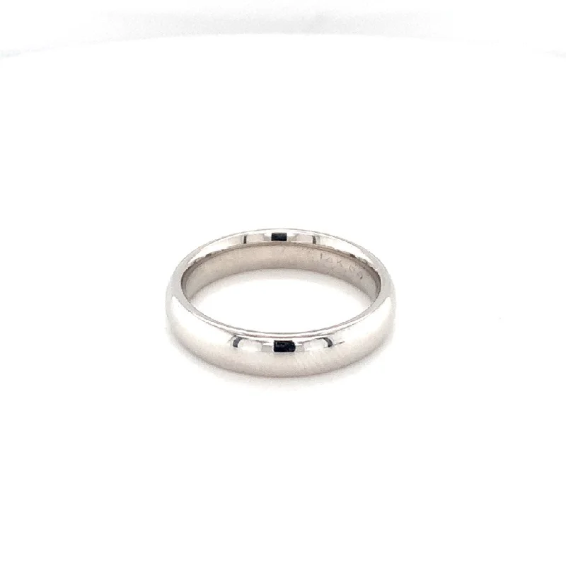 Ladies custom-designed rings-4mm 14k White Gold Cofmort Fit Wedding Band