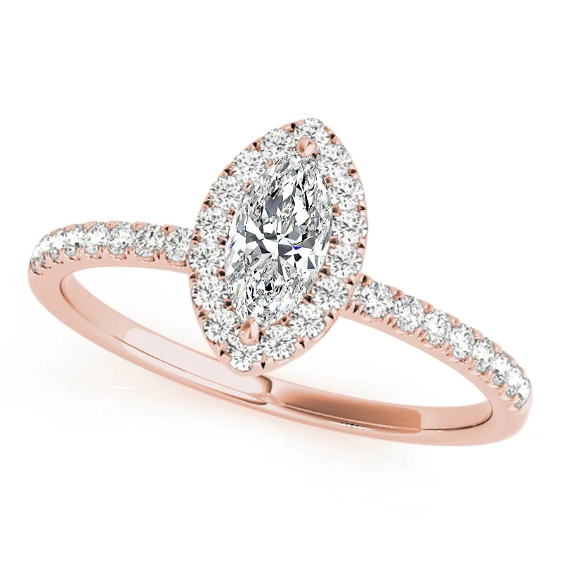 Ladies cushion cut engagement rings-Auriya 14k Rose Gold Lab Grown Marquise Diamond Halo Engagement Ring 0.50 to 5.00 ct. tw. (F-G VS)