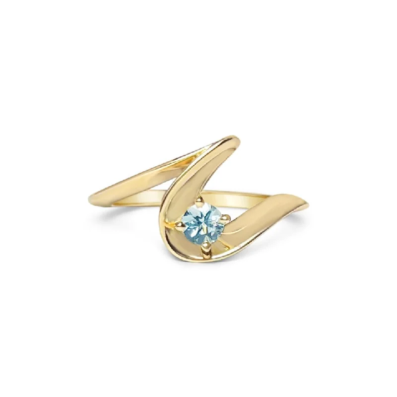 Ladies ruby rings-LAVANDOU || aquamarine gold wave ring