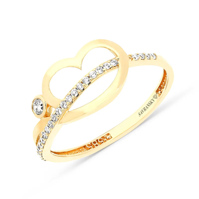 Ladies diamond eternity rings-Elegant Heart Promise Ring