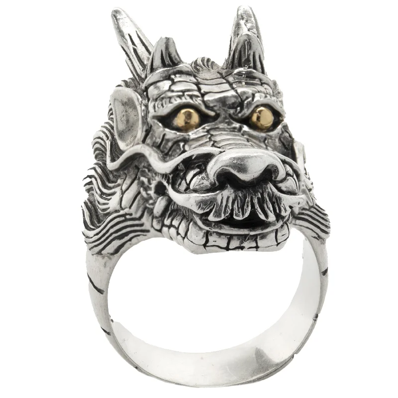 Ladies silver rings-Effy Sterling Silver Dragons Head Ring