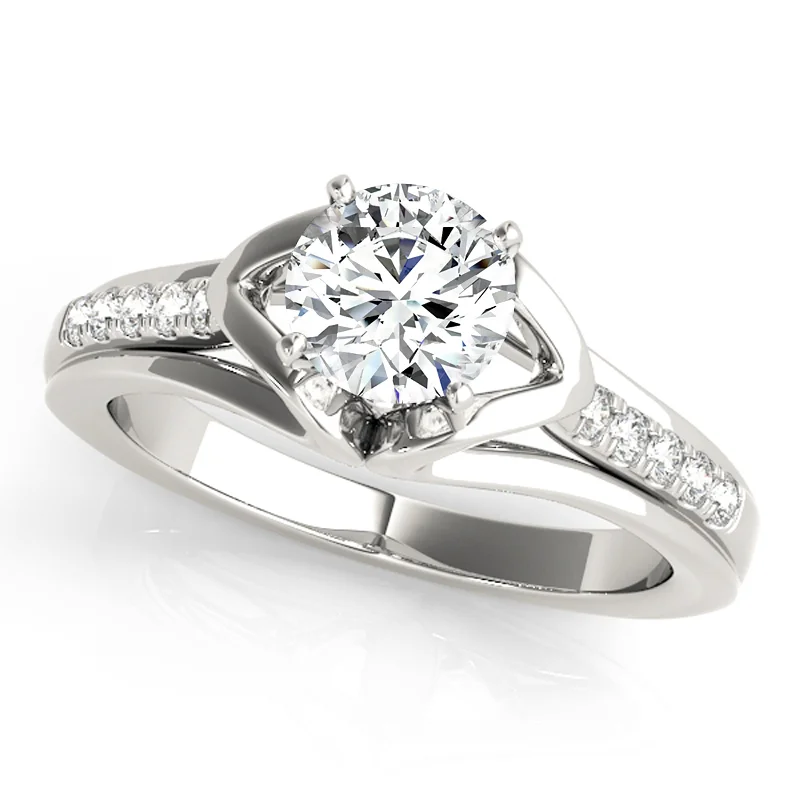 Ladies diamond engagement rings-Auriya 14k White Gold Lab Grown Round Diamond Engagement Ring 0.50 to 5.00 ct. tw. (F-G VS)